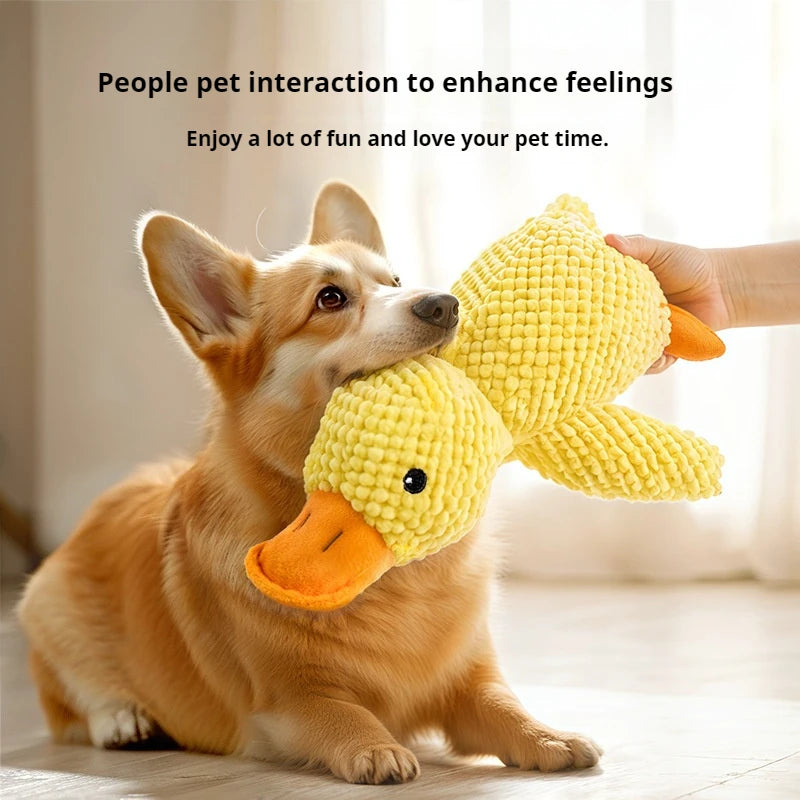 Calming Squeaky Duck Plush Toy for Dogs – Soft Chew & Teeth Cleaning
