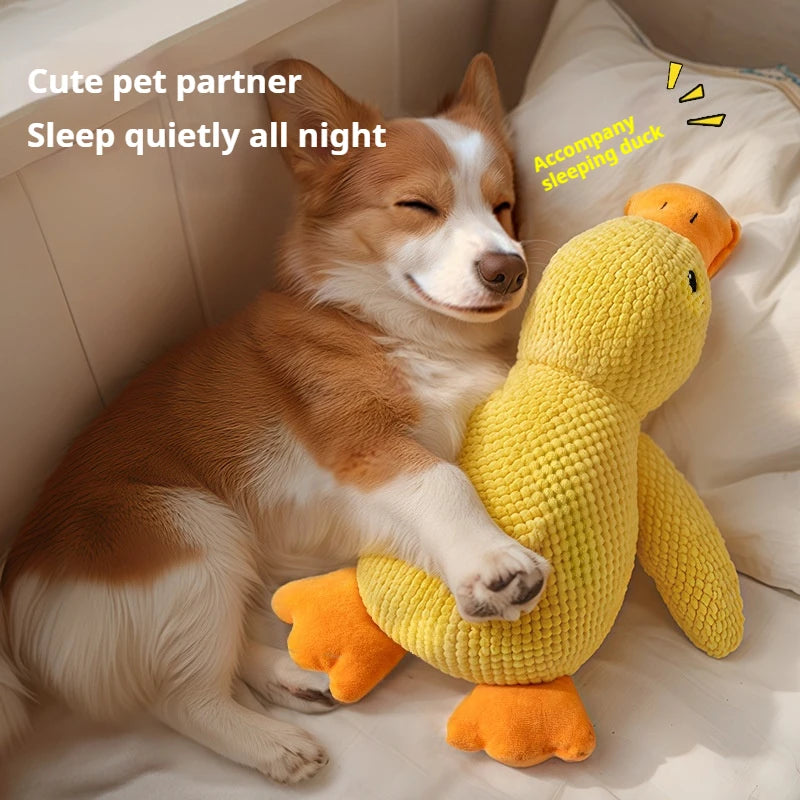 Calming Squeaky Duck Plush Toy for Dogs – Soft Chew & Teeth Cleaning