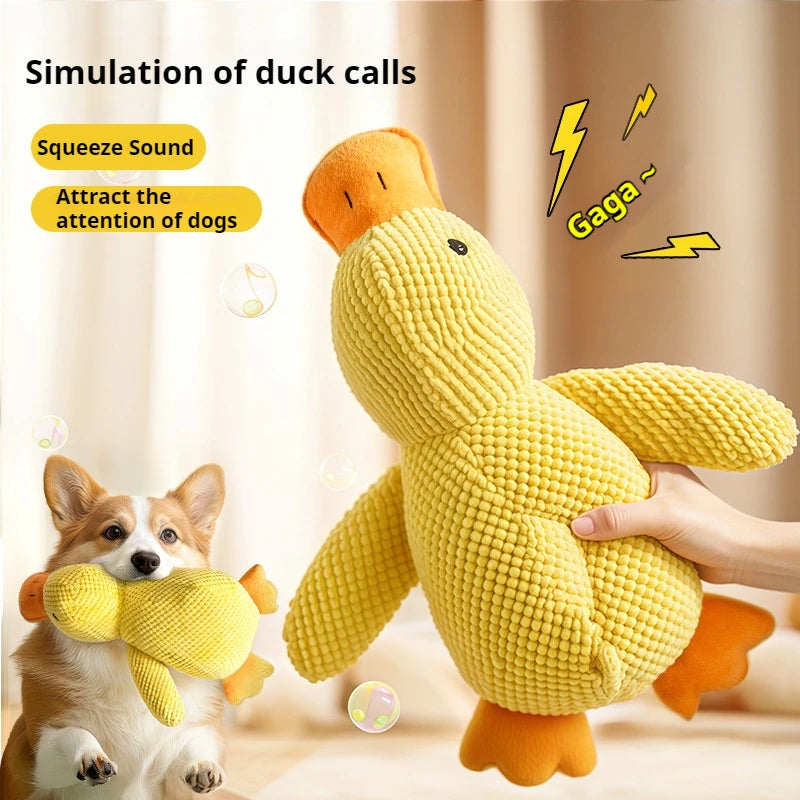 Calming Squeaky Duck Plush Toy for Dogs – Soft Chew & Teeth Cleaning
